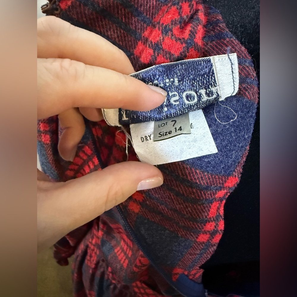 Vintage 70’s Red & Blue tartan plaid long sleeve midi dress belt, pockets 14 - Picture 8 of 9